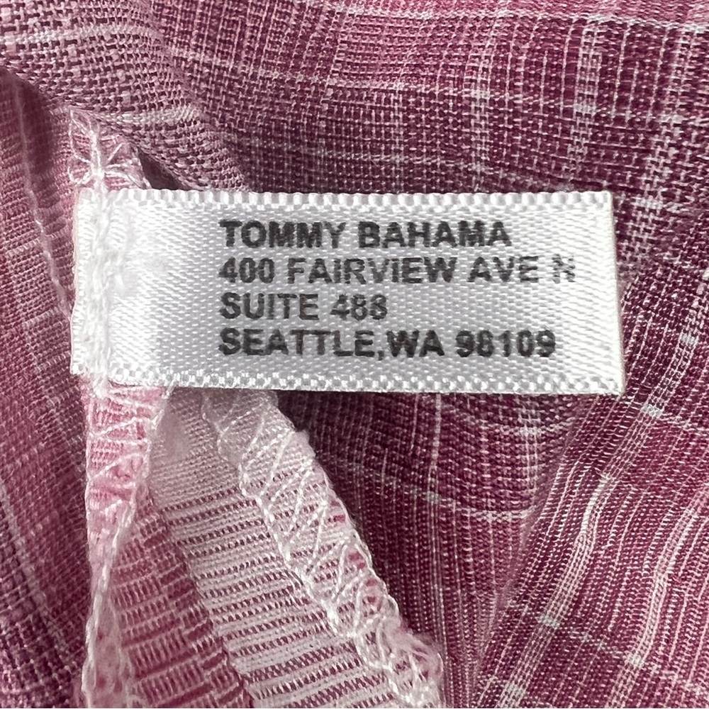 Tommy Bahama Button Up Camp Shirt XL Pink Plaid Tencel Cotton Short Sleeve - Picture 8 of 12